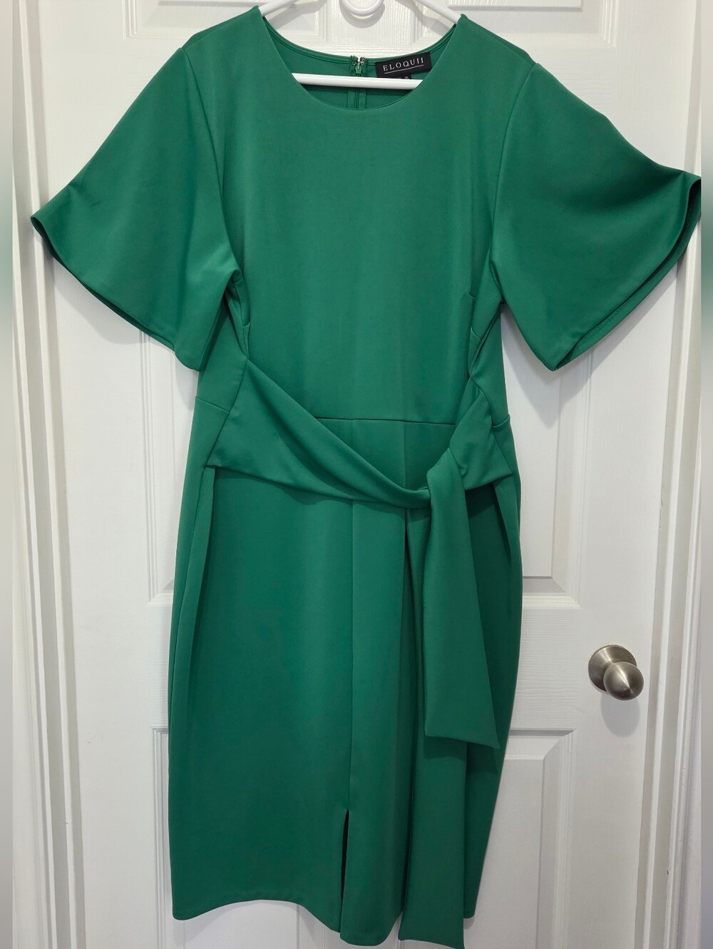 Eloquii Emerald Green Wrap Style Flutter Sleeve Front Slit Dress Plus Size 20 - Picture 2 of 11